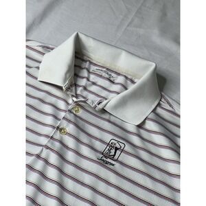 Nike Golf Polo Shirt Mens L‎ White Bleecker Stripe Stretch TPC